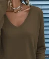 Kadın Uzun Kollu V Yakalı Viskon Iki Iplik Bluz