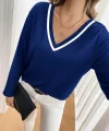 Kadın Uzun Kollu V Yakalı Viskon Iki Iplik Bluz