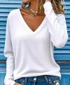 Kadın Uzun Kollu V Yakalı Viskon Iki Iplik Bluz
