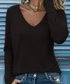 Kadın Uzun Kollu V Yakalı Viskon Iki Iplik Bluz