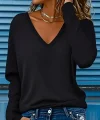 Kadın Uzun Kollu V Yakalı Viskon Iki Iplik Bluz