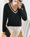 Kadın Uzun Kollu V Yakalı Viskon Iki Iplik Bluz