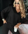 Kadın Uzun Kollu V Yakalı Viskon Iki Iplik Bluz Ve Pantolon Ikili Takım