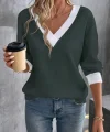 Kadın Uzun Kollu V Yakalı Waffle Bluz