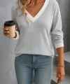 Kadın Uzun Kollu V Yakalı Waffle Bluz