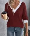 Kadın Uzun Kollu V Yakalı Waffle Bluz