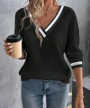 Kadın Uzun Kollu V Yakalı Waffle Bluz