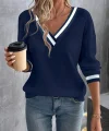 Kadın Uzun Kollu V Yakalı Waffle Bluz