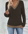 Kadın Uzun Kollu V Yakalı Yandan Düğmeli Yün Viskon Bluz