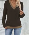 Kadın Uzun Kollu V Yakalı Yandan Düğmeli Yün Viskon Bluz