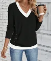 Kadın Uzun Kollu V Yakalı Yandan Düğmeli Yün Viskon Bluz