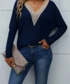Kadın Uzun Kollu V Yakalı Yarasa Kollu Viskon Bluz