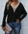Kadın Uzun Kollu V Yakalı Yarasa Kollu Viskon Bluz