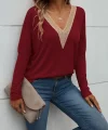 Kadın Uzun Kollu V Yakalı Yarasa Kollu Viskon Bluz