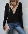 Kadın Uzun Kollu V Yakalı Yarasa Kollu Viskon Bluz