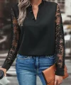 Kadın Uzun Kollu Yaka Düğme Detay Güpürlü Kol Krep Bluz