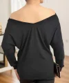 Kadın Uzun Kollu Yaka Güpür Detay Viskon Bluz