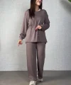 Kadın Uzun Kollu Yaka Ve Büzgü Detay Tunik Ve Pantolon Ikili Takım