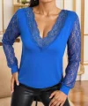 Kadın Uzun Kollu Yaka Ve Tül Detay Viskon Bluz