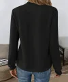 Kadın Uzun Kollu Yakadan Bağlamalı Viskon Iki Iplik Bluz