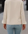 Kadın Uzun Kollu Yakadan Fiyonklu Incili Ithal Krep Bluz