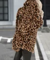 Kadın Uzun Kollu Yakalı Cepli Kısa Peluş Leopar Kaban