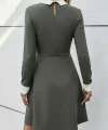 Kadın Uzun Kollu Yakalı Düğmeli çağla Yeşili Modal Mini Elbise