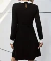 Kadın Uzun Kollu Yakalı Düğmeli Kısa Modal Mini Elbise