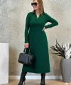 Kadın Uzun Kollu Yakalı Midi Viskon Iki Iplik Elbise