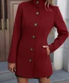 Kadın Uzun Kollu Yakalı önden Düğmeli Astarsız Ithal Kaşe Kaban