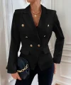 Kadın Uzun Kollu Yakalı önden Düğmeli Cep Detay Atlas Ceket