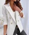Kadın Uzun Kollu Yakalı önden Düğmeli Cep Detay Atlas Ceket