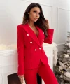 Kadın Uzun Kollu Yakalı önden Düğmeli Cep Detay Atlas Ceket