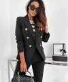 Kadın Uzun Kollu Yakalı önden Düğmeli Cep Detay Atlas Ceket