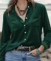 Kadın Uzun Kollu Yakalı önden Düğmeli Cep Detaylı Kadife Gömlek