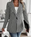 Kadın Uzun Kollu Yakalı önden Düğmeli Kazayağı Dokuma Ceket