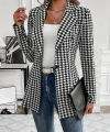 Kadın Uzun Kollu Yakalı önden Düğmeli Kazayağı Dokuma Ceket