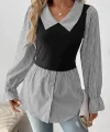 Kadın Uzun Kollu Yakalı önden Düğmeli Ottoman Bluz