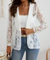 Kadın Uzun Kollu Yakalı önü Açık Dantelli Ceket