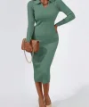 Kadın Uzun Kollu Yakalı Triko Elbise