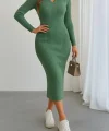 Kadın Uzun Kollu Yakalı Triko Elbise