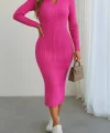 Kadın Uzun Kollu Yakalı Triko Elbise