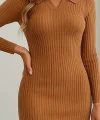 Kadın Uzun Kollu Yakalı Triko Elbise