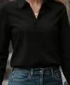 Kadın Uzun Kollu Yakalı Trikoton Gömlek