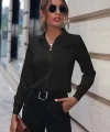 Kadın Uzun Kollu Yakalı Trikoton Gömlek