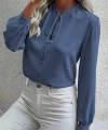 Kadın Uzun Kollu Yakalı Yakadan Bağcıklı Düğmeli Sandy Bluz