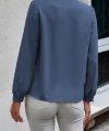 Kadın Uzun Kollu Yakalı Yakadan Bağcıklı Düğmeli Sandy Bluz