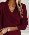 Kadın Uzun Kollu Yakalı Yandan Düğmeli Triko Bluz