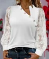 Kadın Uzun Kollu Yakası Asimetrik Detaylı Düğmeli Viskon Iki Iplik Bluz
