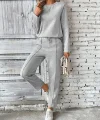 Kadın Uzun Kollu Yanları Nervurlu Viskon Iki Iplik Ve Pantolon Ikili Takım